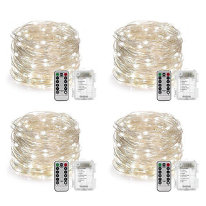 YIHONG 4 Set Fairy Lights Battery Operated String Lights Waterproof 8 Modes 50 LED Fairy String Lights 16.4FT Firefly Lights Remote Control for Halloween Thanksgiving Christmas Decor (Multicolor)