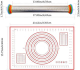 Rolling Pin, Adjustable Stainless Steel Rolling Pin with 4 Removable Adjustable Thickness Ring and Pastry Mat, Dedicated for Baking Dough, Pizza, Pastries, Pie, Pasta and Cookies - Non Stick by JOFUYU