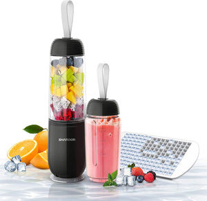SHARDOR Personal Smoothie Blender for Shakes Juice with 2 Sport Bottles 1 Ice Cube Tray, Black