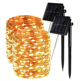 2 Pack Solar String Lights, 33ft 8 Modes Copper Wire Lights, 100 LED Starry Lights, Outdoor String Lights, Waterproof Decorative String Lights for Patio, Garden, Yard, Party, Wedding, Christmas.
