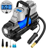 AUTOWN Air Compressor Pump, 12V DC Portable Digital Tire Inflator with Gauge 140W 120 PSI, 4 Display Units, Auto Shut-Off for Overheat Protection