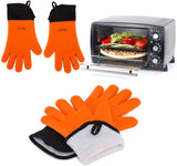 YOHEER Silicone Oven Mitts, Extra-long Quilted Cotton Lining,Heat Resistant Kitchen Potholder Gloves