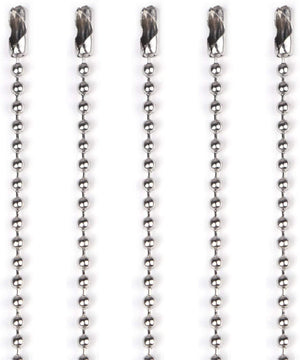 50pcs Nickel Plated Ball Chain Necklace, KinHom 24 Inches Long 2.4mm Bead Size # 3 Adjustable Antiqued Metal Bead Steel Chain Matching Connectors Jewelry Findings