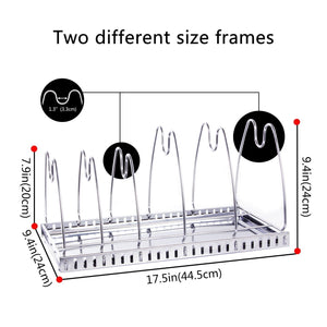 Lifewit Adjustable Pan Rack Pot Lid Holder, Cookware Bakeware Holder for Cabinet Worktop Storage, 18/10 Stainless Steel