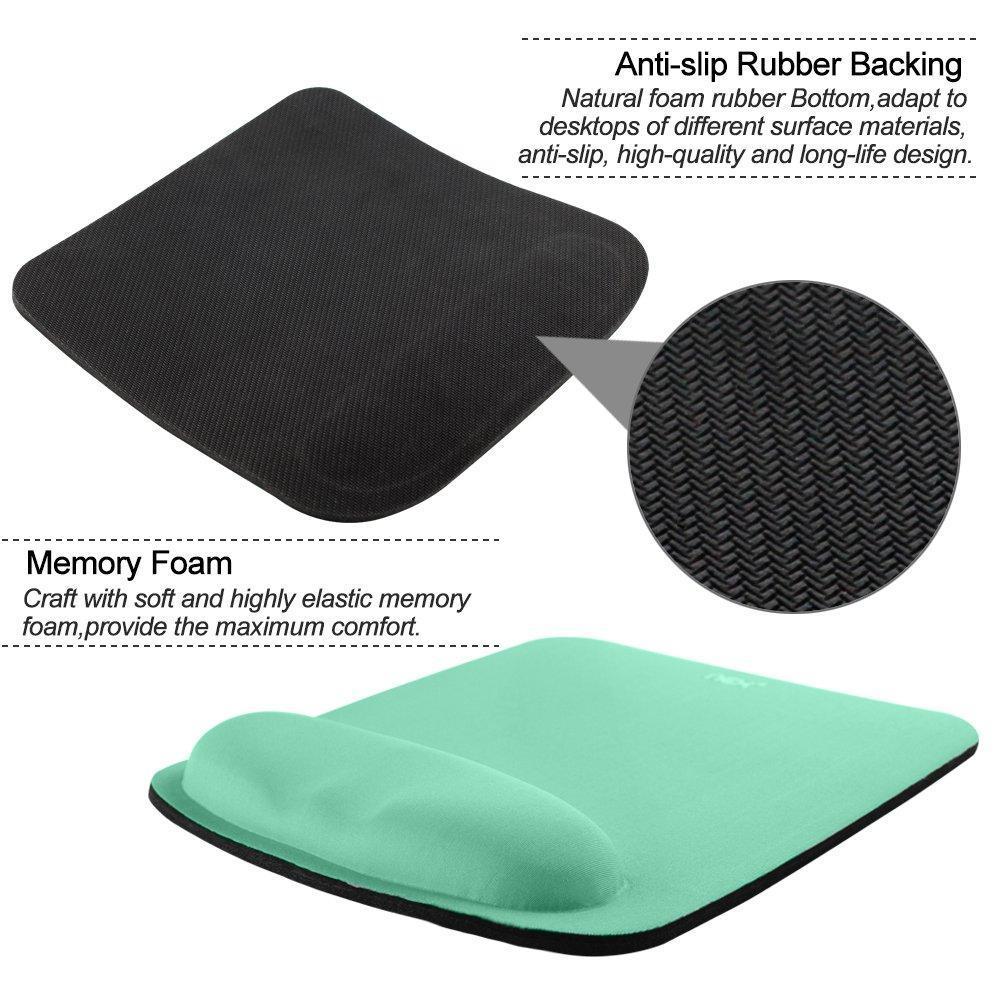 Nex Mouse Mat with Wrist Rest Pad Mouse Pad Keyboard Mouse Memory Foam Stress(mint green)