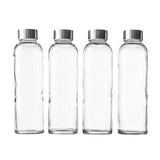 Seacoast - 18 Oz Glass Juice Bottles With Regular 18/10 Steel Caps (6, Clear)