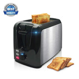 Toaster, 2 Slice Toaster Toasts Evenly And Quickly Black Stainless Steel Bagel Toaster With 2 Wide Slots,7 Browning Dials And Removable Crumb Tray For Bread Waffles