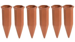Juvale Self Watering Spikes - 6-Pack Terracotta Plant Watering Stakes, Automatic Slow Release Water Drippers for Indoor Outdoor Garden, Vacation Irrigation Device, Brown, 6.9 Inches Tall