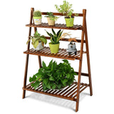 Giantex Plant Flower Stand Rack Shelf 3-Tier Bamboo Foldable Pot Racks Planter Organizer Display Shelves, 27.6" x15.7" x 38.2" (Natural)