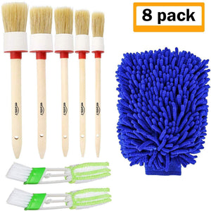 Manfiter Detailing Brush Set, Car Duster, Auto Detail Brush Set with Car Dash Duster Brush for Car Motorcycle Automotive Cleaning Wheels, Dashboard, Interior, Exterior, Leather, Air Vents