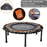 FIT BOUNCE PRO II Bungee Rebounder | Half Folding, Silent& Beautifully Engineered Professional Mini Trampoline for Adults & Kids | Includes DVD, Storage Bag & BounceCounter| Free Online Video Workouts