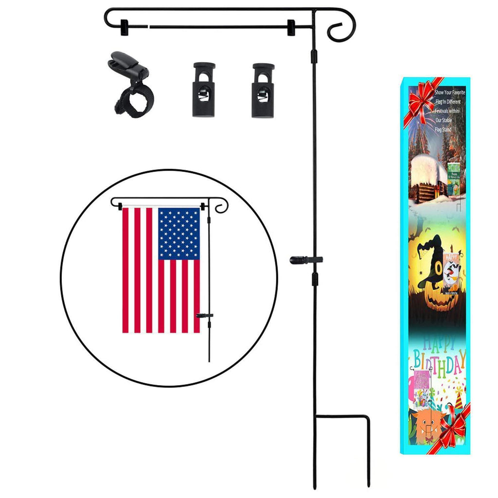 HOOSUN Garden Flag Stand Yard Flag Stand Pole Holder 36.5"" H x 16.5"" W Fits 12.5"" x 18"" Flag Without Flag