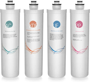 iSpring F4-CUA4 Replacement Filter Pack for 4-Stage Ultra Filtration System CU-A4, Sediment, UF, KDF, and Activated Carbon Filter, 4pcs
