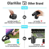 OlarHike Portable Quick-Fill Electric Air Mattress Pump for Pool Floats, Rechargeable Inflator Deflator with 110V AC & 12V DC Adapter, Black