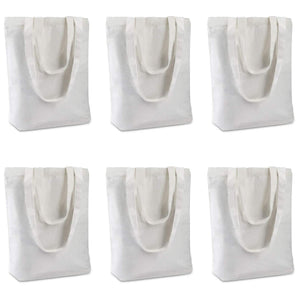 Insternet 6 pack canvas tote bag reusable canvas bag bulk for crafting, decorating, plain, grocery,shopping (white)