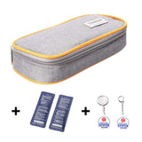 Hiverst Insulated Epipen Carrying Case Insulin Diabetic Travel Supplies with 2 Medical Alert Epipen Inside Key Tag & 2 Ice Pack Allergy Kids Cooler Medical Travel Organizer