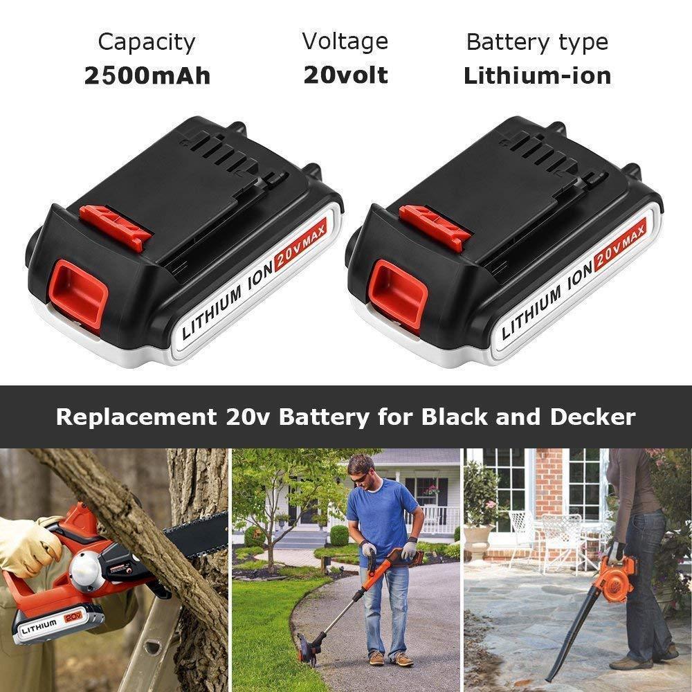 [Upgraded 2500mAh] LBXR20 Replacement for Black and Decker 20V Battery Max Lithium LBXR20-OPE LB20 LBX20 LBX4020 LB2X4020-OPE Cordless Power Tools 2 Packs