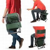 PORTAL Lightweight Backrest Stool Compact Folding Chair Seat with Cooler Bag and Shoulder Straps for Fishing, Camping, Hiking, Supports 225 lbs