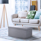 Sable SA-HF030 Storage Ottoman Folding Highly Elastic Sponge Filling, Linen Foot Stool, Foldable Seat Bench & Footrest, Bed Bench, 30 x 15 x 15 in-Gray, 30 inches Grey