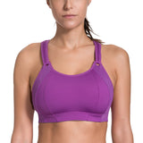 SYROKAN Women's Front Adjustable Lightly Padded Wirefree Racerback High Impact Sports Bra