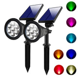 Starsprairie Color Changing Solar Lights Outdoor Spotlight Waterproof 7 LED Adjustable 4th Gen Auto On/Off Outdoor Landscape Light for Yard Pool Garden Garage Driveway Deck 2 Pics by Starsprairie