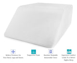 Comfort And Support Memory Foam Elevating Leg Rest Pillow - Sciatica, Pregnancy, and Knee Pain Relief - Layered Memory Foam With Washable Pillow Case