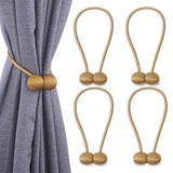 NZQXJXZ Curtain Tiebacks Magnetic, Drape Holders Holdbacks Decorative Weave Rope Clips Window Sheer Blackout Panels Home Office, Chocolate (Pack of 6)
