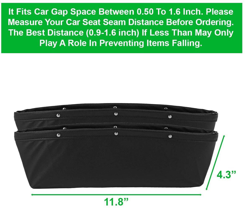 lebogner Black Gap Filler Premium PU Full Leather Console Pocket Organizer, Interior Accessories, Car Seat Side Drop Caddy Catcher, 2 Pack
