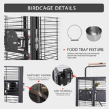 VIVOHOME 18 Inch Heavy Duty Wrought Iron Travel Carrier Portable Bird Parrot Cage with Feeding Bowls and Rope Perch