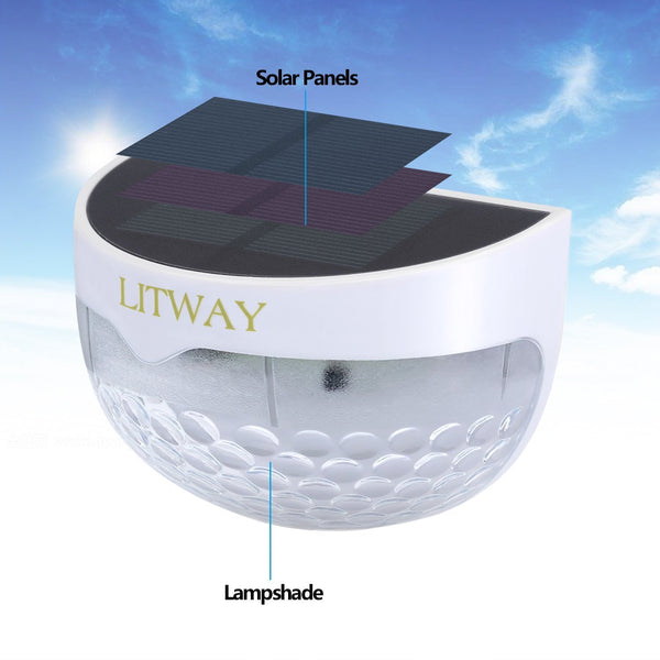 LITWAY Solar Lights Outdoor Solar Fence Lights Wall Mount Wireless Dec ...