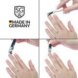 Manicure set made in Germany - 7 piece stainless steel exclusive finger & toe nail clipper set in luxury leather case, made in Solingen Germany