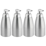 mDesign Modern Metal Foaming Soap Dispenser Pump Bottle for Kitchen Sink Countertop, Bathroom Vanity, Utility/Laundry Room, Garage - Save on Soap - Rust Free Aluminum - 4 Pack - Brushed/Silver