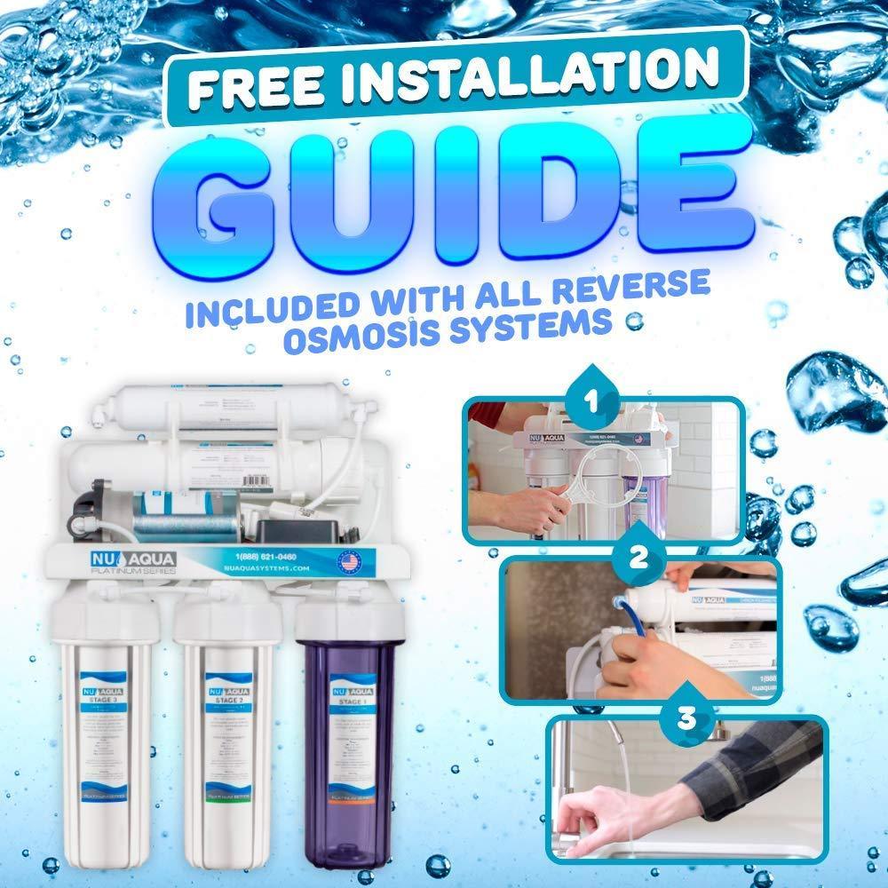 NU Aqua Platinum Series Deluxe High Capacity 100GPD 5-Stage Under Sink Reverse Osmosis Ultimate Purifier Drinking Water Filter System - Bonus PPM Meter and Installation DVD