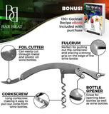 Premium 7 Piece Cocktail Making Set & Bar Shaker Kit by Bar Brat ™ / Free 130 Cocktail Recipe (ebook) Included/Pre-Built Stainless Steel Stand For All Your Bar Pieces