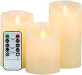 3-Pack LED Flameless Candles: LOFTEK Dripless Real Wax Mood Light with Realistic Dancing Flame, 10-Key Remote with Timer, Cordless Pillars Tea Light, 360 Hours Battery Life, 4