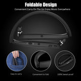 Bluetooth Headphones, RoomyRoc Wireless Neckband Headset Evoking Siri & Bixby with Retractable Earbuds, Sports Sweat-Proof Noise Cancelling Foldable Stereo Earphones with Mic (Black)
