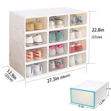 IRONLAND Clear Plastic 12 Pack Stackable Storage Shoe Box White