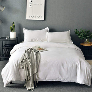 White Duvet Cover Queen ,Microfiber 3 Piece Bedding Set ,Solid Color- Ultra Soft with Zipper Close & Corner Ties(90"x90") by SORMAG