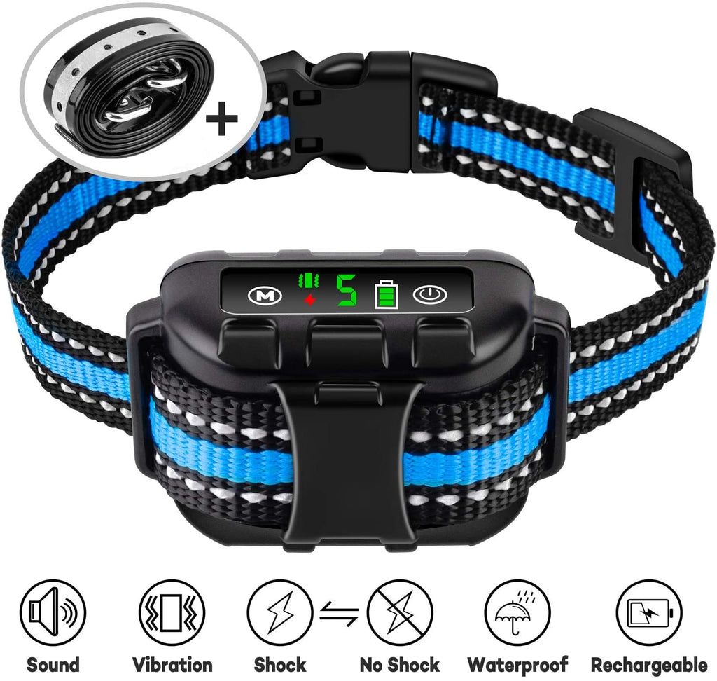 Casfuy Dog Bark Collar Upgraded - IP67 Waterproof Rechargeable 5 Sensitivity Dog Anti Bark Collar with Beep Vibration Safe Shock and No Shock for Small Medium Large Dogs (8-120 LBS)