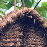 Bird Nest Grass Bird Hut Outdoor Hanging Birdhouse Canaries Nest Chickadee House, Wren Nest Fiber Hand-Woven Bird House Roosting Pocket Bird Hideaway Sparrow House for Finch