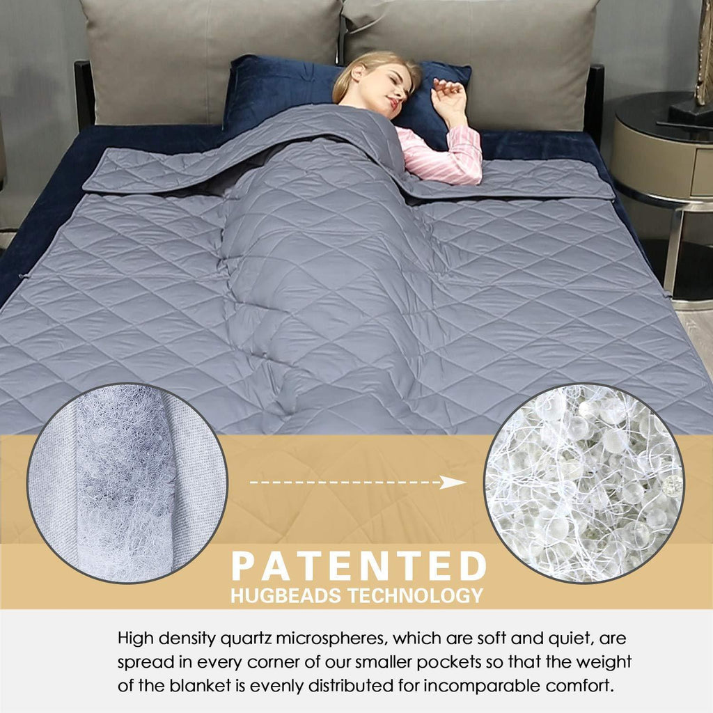 Weighted Blanket 20lbs for Adult - 100% Organic Cotton 60'' x 80'' Queen Size Cooling Heavy Blanket for 170-230lbs Individual with Glass Beads for Calmer Days and Restful Nights,3-Year Warranty