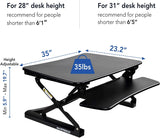 Desktop Workstation Combo, 35 Standing Desk Riser with Free Anti-Fatigue Comfort Kitchen Floor Mat-Black by Defy Desk