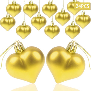AOPOO 24 Pieces Heart Baubles Valentine's Day Heart Shaped Ornament Matt Heart Ornament for Valentine's Day Decoration and Home Party Decor, 2 Types (Red, Pink)