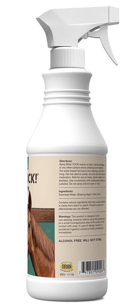 NaturVet – Bitter YUCK - No Chew Spray For Horses – Deters Chewing On Tails, Manes, Bandages, Wounds & More – Water Based Formula Does Not Sting or Stain – 32 oz