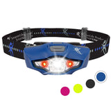 LED Headlamp Flashlight - 4 White and 2 Red LED Head Lamp Modes - Only 1 Battery, Lightweight, IPX6 Waterproof - THE Headlight Flashlight for Running, Camping, Hiking, DIY Projects - Adults and Kids