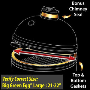 Gold Standard High Heat Gasket with Adhesive for Large Big Green Egg with Kevlar and Nomex - 2yr Warranty