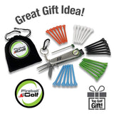 Fireball Golf - Golf Divot Tool Gift Set for men with Ball Marker, 6 in 1 Golf Divot Tool Gift Set with valuables pouch, 30 Golf Tee Accessories, Christmas Golf Gifts Men, Women, Dads, Moms, Kids