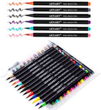Watercolor Real Brush Pens Set, 24 Vibrant Markers with 1 Refillable Water Brush Pen for Artists and Beginner,Calligraphy Lettering Coloring Hand Writing Sketching by Aen Art