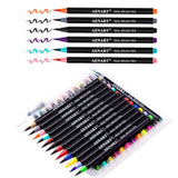 Watercolor Real Brush Pens Set, 24 Vibrant Markers with 1 Refillable Water Brush Pen for Artists and Beginner, Flexible Brushes Tip for Calligraphy Lettering Coloring Hand Writing Sketching