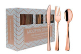 Modern Dining | 300 Rose Gold Plastic Silverware Cutlery Heavyweight Premium Quality Disposable Flatware Set Perfect Utensils for Weddings & Dinner Parties | 100 Forks, 100 Spoons, 100 Knives